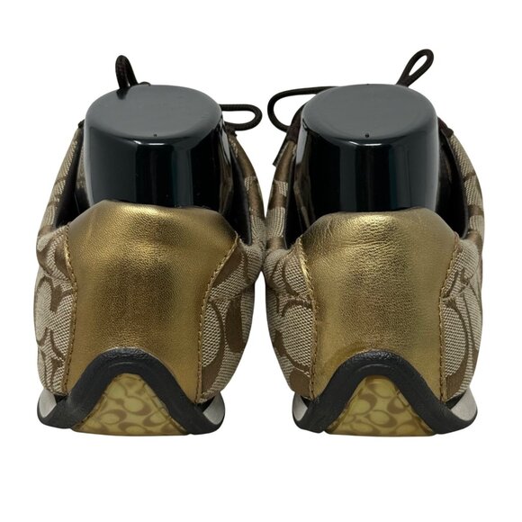 Coach Jayme Womens Monogram Sneakers Size 9M Brown Signature Canvas Suede - READ - Picture 4 of 12